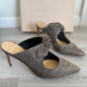 Alexandre Birman metallic bow mules. US size 10